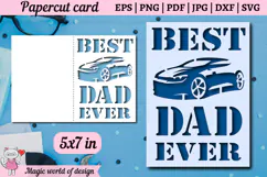 Best Dad Ever card svg, Car svg, Layered papercut for father Product Image 1