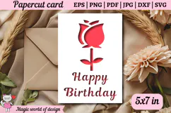 Rose SVG, Happy Birthday Card, Cut file for Cricut Product Image 2