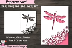 Dragon Fly with wildflowers, Birthday card svg Product Image 1