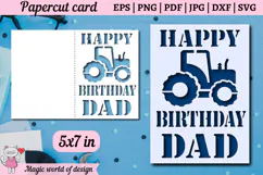 Happy birthday dad card svg, Tractor , Papercut for Cricut Product Image 1