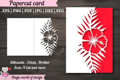 Hibiscus Papercut Card Cover Template SVG, Mother's Day Gift Product Image 1