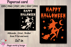 Witch Halloween Card SVG: Papercut Template Product Image 1