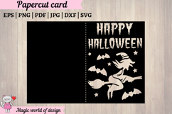 Happy Halloween Witch on a broom Card SVG Product Image 2