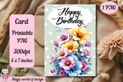 Happy Birthday Field flowers Printable card png, Product Image 1