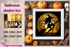 Halloween witch on the broom Shadow Box SVG, Layered Paper Product Image 3