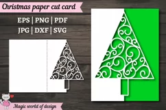 Christmas tree Card svg, Paper Cut templates SVG, Laser cut Product Image 1