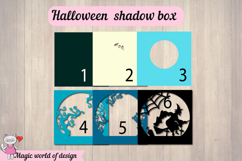 Halloween Shadow Box SVG, witch flies on a broom, haunted Product Image 3