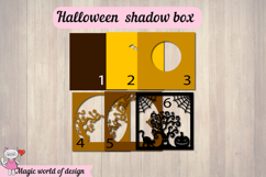 Halloween Shadow Box SVG, witch flies on a broom, haunted Product Image 4