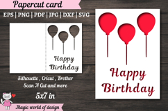 Balloons Svg, Happy Birthday card svg, Paper Cut Card Product Image 1
