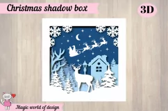 Shadow Box Santa Claus on Reindeer SVG, 3D Layered Papercut Product Image 2