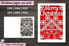 Merry Christmas gingerbread house Paper Cut Card svg Product Image 1