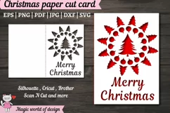 Merry Christmas Paper Cut Card svg, fold card, templates Product Image 1