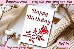 Rose SVG, Happy Birthday Card, Cut file for Cricut Product Image 3