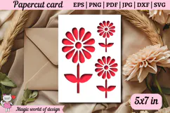 Daisies Wild flower Papercut Card Cover Template SVG Product Image 2