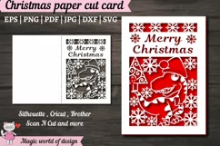 Christmas dinosaur Card SVG Paper cutting, cutting templates Product Image 1