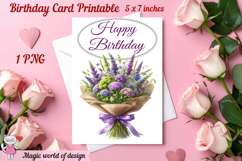 Happy Birthday Field flowers Printable card png, Product Image 1