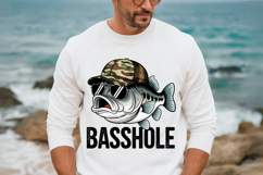 Basshole sublimation design Funny bass fish PNG, Bass Fishin Product Image 1