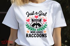 Just a Girl who Loves Raccoons Sublimation T-shirt PNG Product Image 3