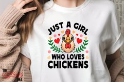 Just a Girl who Loves Chickens PNG, Chicken Girl Sublimation Product Image 2
