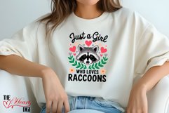 Just a Girl who Loves Raccoons Sublimation T-shirt PNG Product Image 4