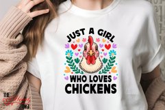 Just a Girl who Loves Chickens Sublimation T-shirt PNG Product Image 3