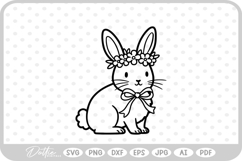 Flower Crown Bunny Rabbit Easter Spring Time SVG PNG DXF Product Image 1