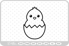 Chick in Egg Easter Spring Time SVG PNG DXF Product Image 1