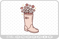Flowers in Wellington Boot Spring SVG PNG DXF Product Image 1