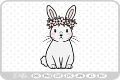 Flower Crown Bunny Rabbit Easter Spring Time SVG PNG DXF Product Image 1