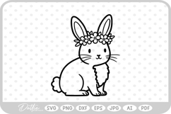 Flower Crown Bunny Rabbit Easter Spring Time SVG PNG DXF Product Image 1
