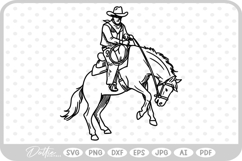 Bucking Horse Cowboy SVG PNG DXF Product Image 1