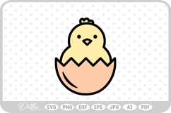 Chick in Egg Easter Spring Time SVG PNG DXF Product Image 1