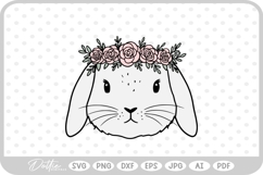 Flower Crown Bunny Rabbit Easter Spring Time SVG PNG DXF Product Image 1
