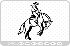 Bucking Horse Cowboy SVG PNG DXF Product Image 1