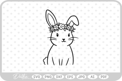 Flower Crown Bunny Rabbit Easter Spring Time SVG PNG DXF Product Image 1
