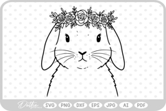 Flower Crown Bunny Rabbit Easter Spring Time SVG PNG DXF Product Image 1