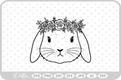 Flower Crown Bunny Rabbit Easter Spring Time SVG PNG DXF Product Image 1