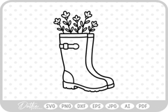 Flowers in Wellington Boot Spring SVG PNG DXF Product Image 1