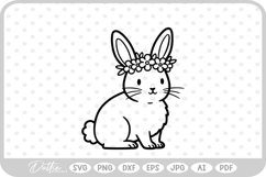 Flower Crown Bunny Rabbit Easter Spring Time SVG PNG DXF Product Image 1
