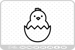 Chick in Egg Easter Spring Time SVG PNG DXF Product Image 1