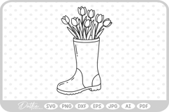 Flowers in Wellington Boot Spring SVG PNG DXF Product Image 1