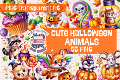 Halloween Cute animals Clipart Bundle Sublimation 55 PNG Product Image 1