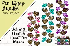 Cheetah Hearts Pen Wrap, Cheetah Pen Wrap, PNG JPG SVG Product Image 1