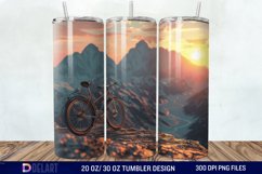 3D Bicycle Sunset Mountain Tumbler Wrap Product Image 1