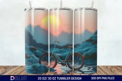 3D Bicycle Sunset Mountain Tumbler Wrap Product Image 1
