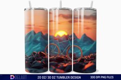 3D Bicycle Sunset Mountain Tumbler Wrap Product Image 1