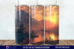 3D Bicycle Sunset Mountain Tumbler Wrap Product Image 1