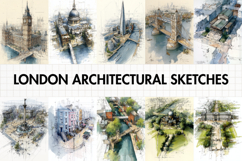 London Architectural Sketches 10 A4 Art Prints Product Image 1