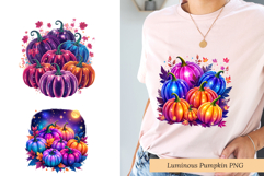 FALL Luminous Cosmic Pumpkins Clipart | Sublimation PNG Product Image 1