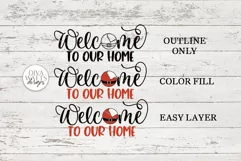 Welcome To Our Home Santa SVG | Christmas Round Sign Design Product Image 4